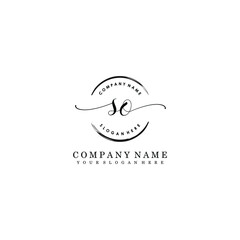 SO Initial handwriting logo template vector