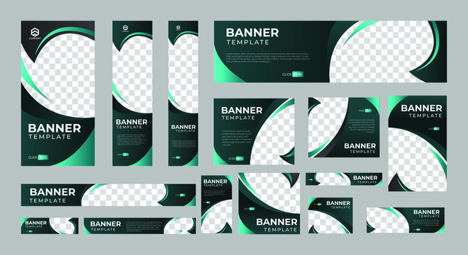 set of corporate web banners of standard size with a place for photos. Vertical, horizontal and square template. vector illustration EPS 10