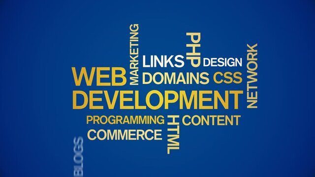 4k Web Development Animated Tag Word Cloud;Text Design Animation;Kinetic Typography.