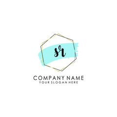 SR Initial handwriting logo template vector