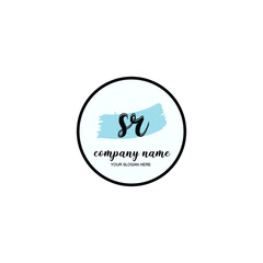 SR Initial handwriting logo template vector