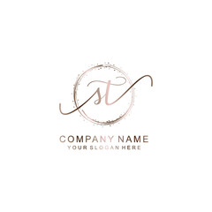 ST Initial handwriting logo template vector