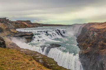Fototapeta na wymiar The gullfoss waterfall in Iceland, summer time.