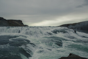 The gullfoss waterfall in Iceland, summer time.