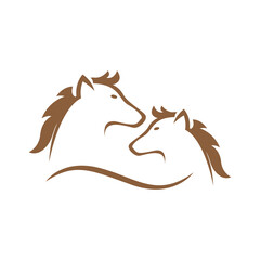 simple silhouette 2 horse head Logo Template Vector illustration design