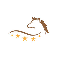 simple 5 five star horse head Logo Template Vector illustration design