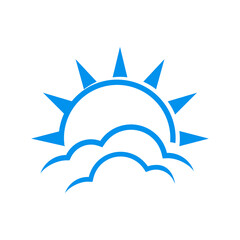 blue cloud and sun logo a clear sky icon design vector graphic concept illustrations