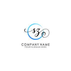 SZ Initial handwriting logo template vector
