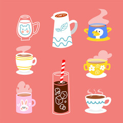 Hot And Cold Beverages Drinks Vector Illustration Set