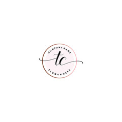TC Initial handwriting logo template vector
