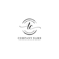 TC Initial handwriting logo template vector
