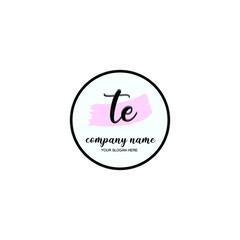 TE Initial handwriting logo template vector
