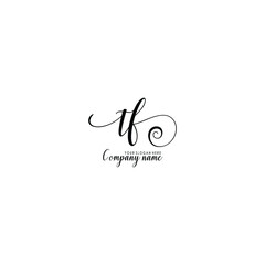 TF Initial handwriting logo template vector
