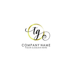 TG Initial handwriting logo template vector
