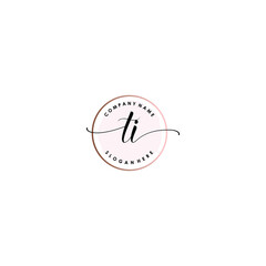 TI Initial handwriting logo template vector