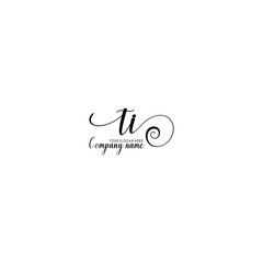 TI Initial handwriting logo template vector