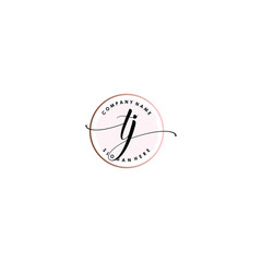 TJ Initial handwriting logo template vector