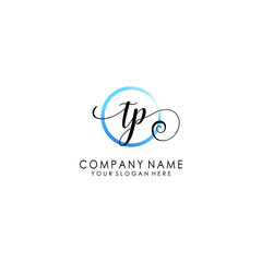 TP Initial handwriting logo template vector
