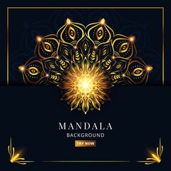 premium luxury blue and gold mandala vector background