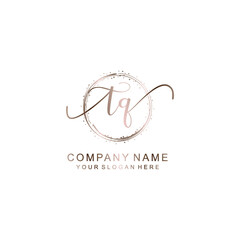 TQ Initial handwriting logo template vector
