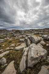 The typical basalt rock landscape in Iceland.