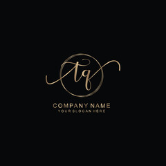 TQ Initial handwriting logo template vector
