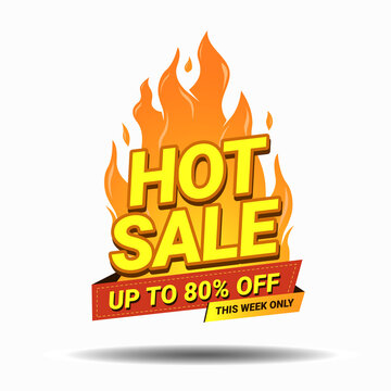 hot sale banner vector template with realistic flames illustration