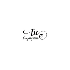TU Initial handwriting logo template vector

