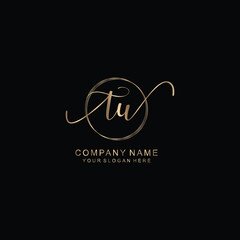 TU Initial handwriting logo template vector
