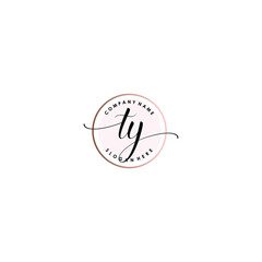 TY Initial handwriting logo template vector
