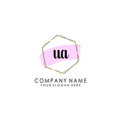 UA Initial handwriting logo template vector
