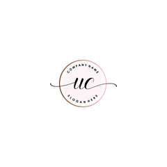 UC Initial handwriting logo template vector
