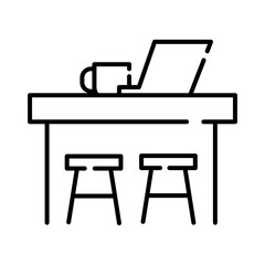 Fototapeta premium laptop and coffee cup line style icon