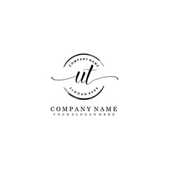 Obraz premium UT Initial handwriting logo template vector