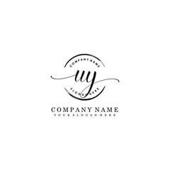 UY Initial handwriting logo template vector