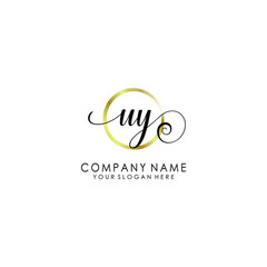 UY Initial handwriting logo template vector