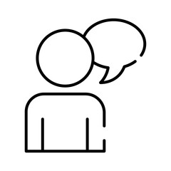 human figure avatar with speech bubble line style icon