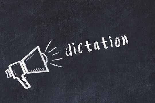 Chalk sketch of loudspeaker and inscription dictation