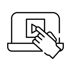 laptop computer with media player line style icon
