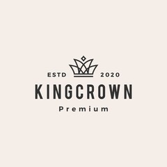king crown hipster vintage logo vector icon illustration