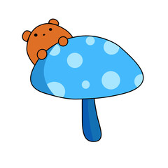 funny cartoon bear mushroom