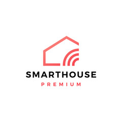 smart home house signal wifi wireless tech logo vector icon illustration