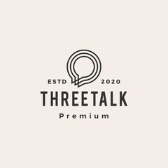 three talk chat bubble hipster vintage logo vector icon illustration