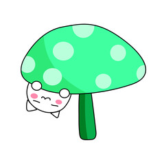 funny cartoon cat mushroom