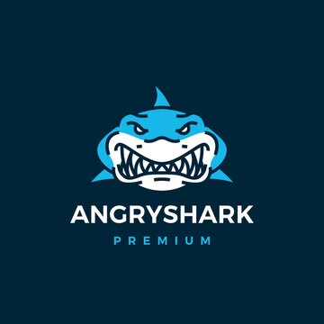 angry shark logo vector icon illustration