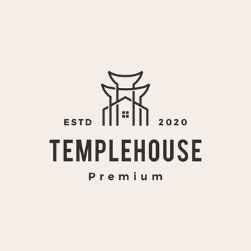 temple house hipster vintage logo vector icon illustration