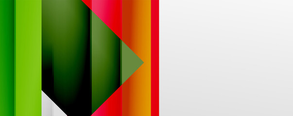 Geometric abstract backgrounds with shadow lines, modern forms, rectangles, squares and fluid gradients. Bright colorful stripes cool backdrops