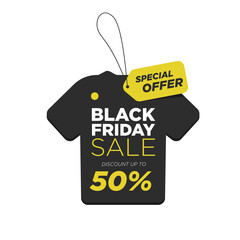 black friday tag with special offer label discount. t-shirt discount tag premium vector