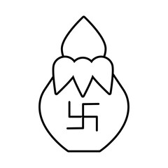 diwali ceramic pot with symbol line style icon