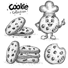 vector cookie collection, hand drawn food illustration